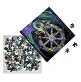 Anne Stokes Wheel of the Magickal Dragon jigsaw puzzle, box open showing pieces