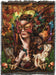 Tapestry blanket showing off a fairy adorned with autumn leaves and butterflies with a squirrel on her shoulder and mushrooms beneath