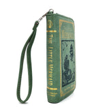 Green book-shaped wallet with 'The Little Mermaid' design in gold and black