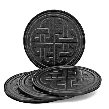 Black colored Celtic Love knot leather coasters