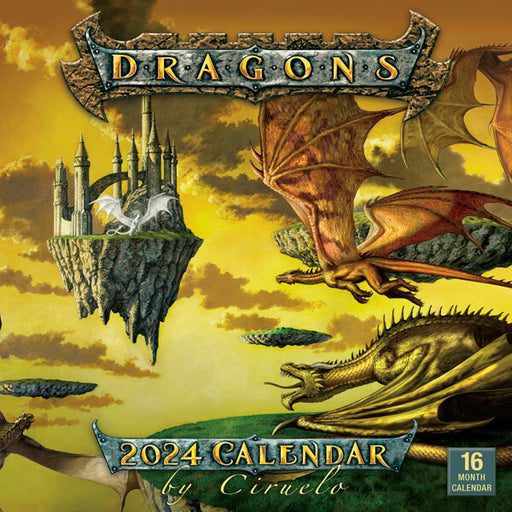 2024 Ciruelo Dragon calendar - dragons flying to floating islands