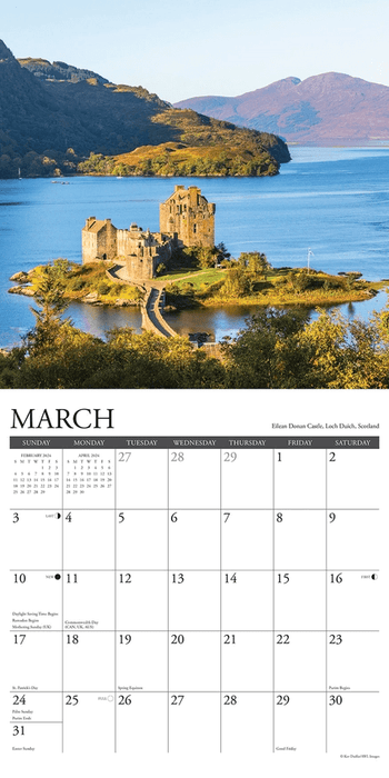 2024 Castles 18 month wall calendar, March