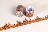 Roll of decorative washi tape with castle design, shown in the roll and laid out