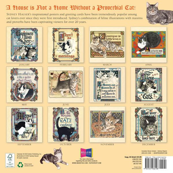 The Proverbial Cat Wall Calendar Home & Office Decor & Gifts