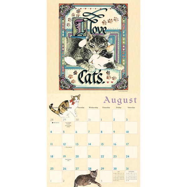  2024 Proverbial Cat calendar - August example