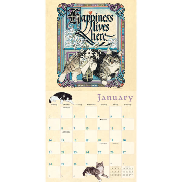  2024 Proverbial Cat calendar - January example