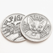 Decision Maker coin with a cat face and "Pet the Cat" on one side, silver, showing both sides