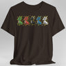 Brown t-shirt with colorful dragon design