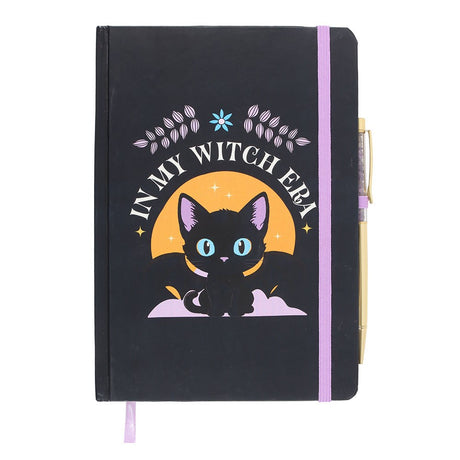 Black notebook with a cat illustration and 'In My Witch Era' text 