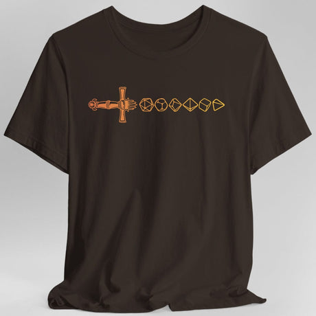 Dark brown shirt  with gradient dice sword design