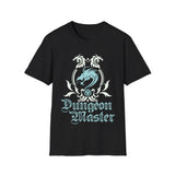 Black t-shirt with 'Dungeon Master' design featuring a dragon on a white background