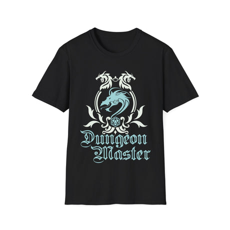 Black t-shirt with 'Dungeon Master' design featuring a dragon on a white background