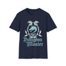 Navy blue t-shirt with 'Dungeon Master' design on a white background