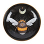 Incense burner dish, round, with bee and moon design