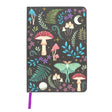 Notebook with mushroom, fern and moon forest-themed design 