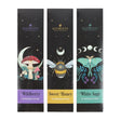 Three packages of incense with dark forest imagery. Wildberry, Sweet Honey, and White Sage