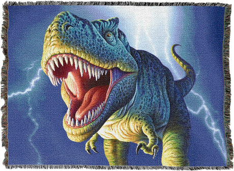 Tapestry blanket with T-Rex and lightning