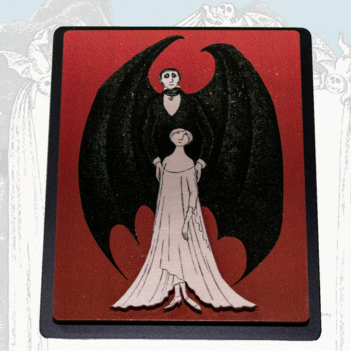 Dimensional art board by Edward Gorey of Dracula and Lucy