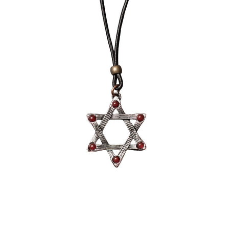 Seal of Solomon pendant necklace with red accents