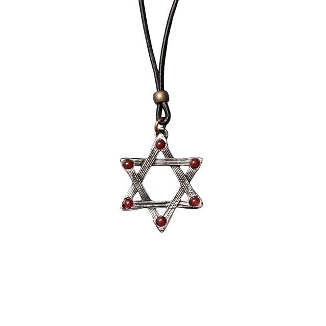 Seal of Solomon pendant necklace with red accents