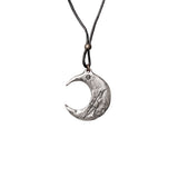Pewter necklace - pendant is a crecsent moon, back is shown