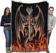 Dragon tapestry blanket held by two adults to show large size
