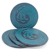 Leather coasters with wave design in blue