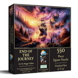 'End of the Journey' puzzle box with ship and castle design, 550 Pieces, by Peggy Collins