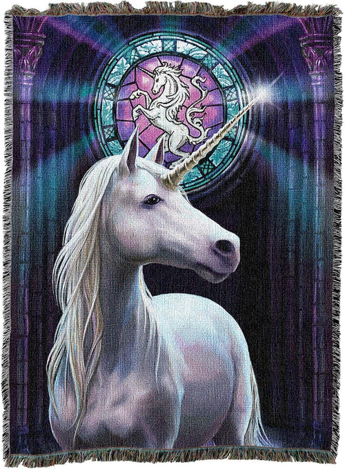 Enlightenment Unicorn Tapestry Blanket by Anne Stokes