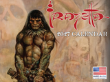 2027 Frank Frazetta wall calendar cover with barbarian