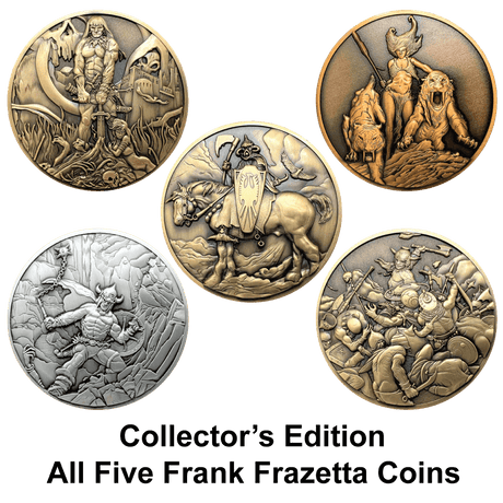 Frank Frazetta set of 5 collectible metal coins