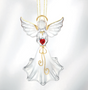 Glass angel figurine with red crystal heart and gold accents