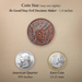 Be Good or Stay Evil copper coin - shown with coins for size comparison
