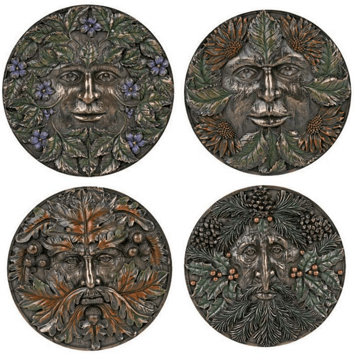 Set of 4 greenman wall plaques for each season