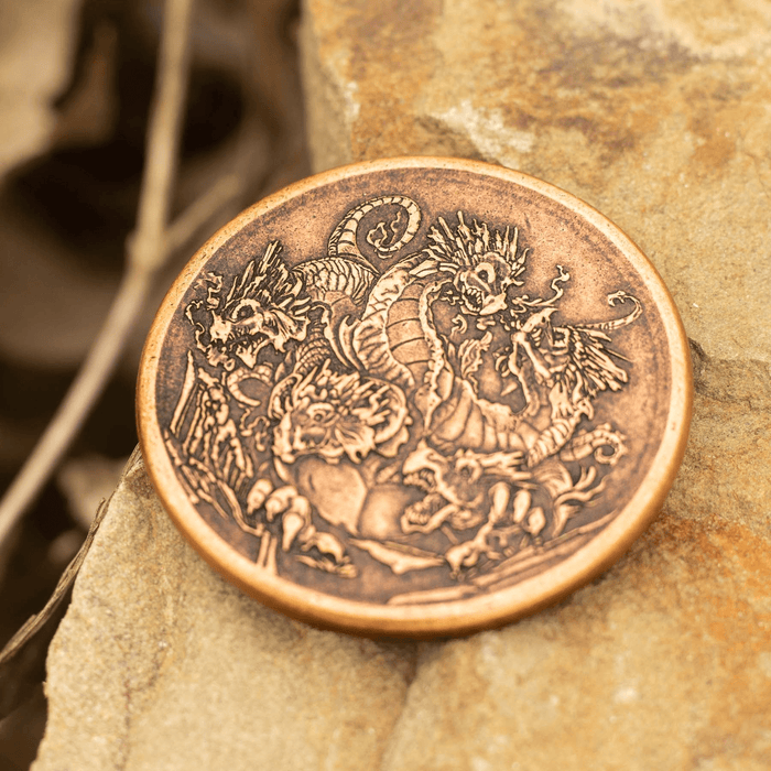 Ice hydra side of the copper coin, five heads