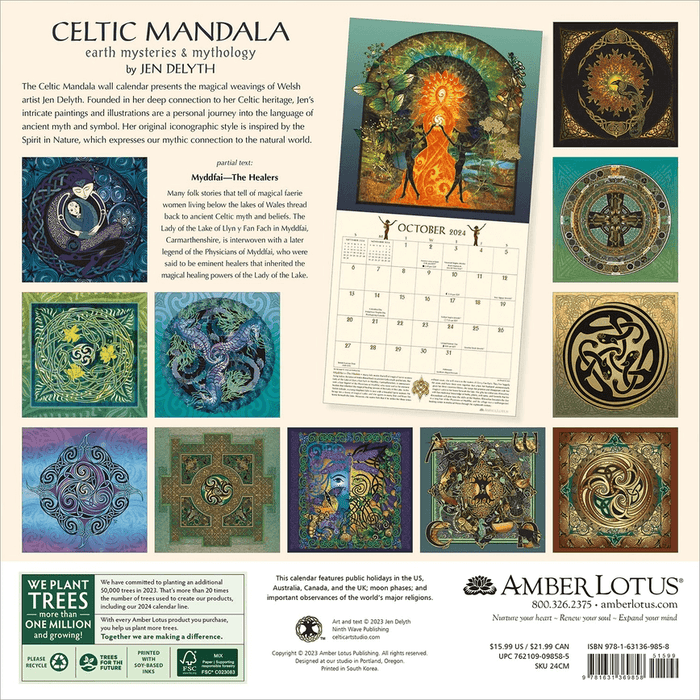 Celtic Mandela 2024 calendar by Jen Delyth - back showing all the months