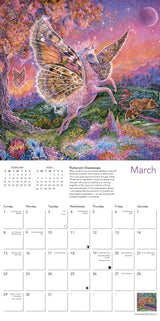 Calendar page for March with winged unicorn