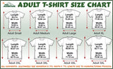 T-shirt size chart for adults with measurements