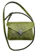 Oak Leaves 'Becca' leather cell phone handbag in fern green color with pewter button and strap