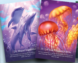 Oracle deck - Whispers of the Ocean featuring sea creatures - two card examples
