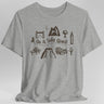 Gray t-shirt with adventuring graphics and the phrase "On A Side Quest"