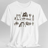 White t-shirt with adventuring graphics and the phrase "On A Side Quest"