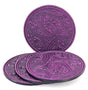 Leather coaster set with paisley design, in Orchid color