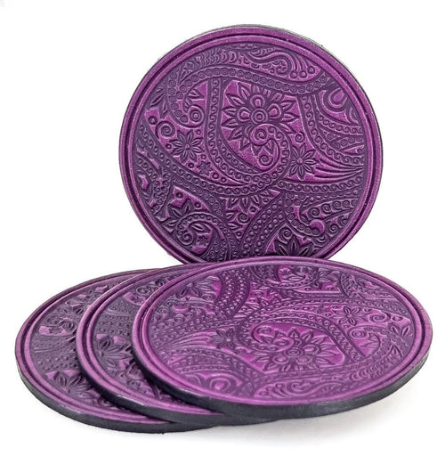 Leather Paisley Coaster Set