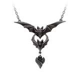pewterbat-shaped necklace on a white background
