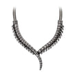 Pewter necklace featuring a human spinal column design