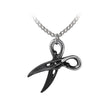 Blackened pewter scissors pendant on a chain