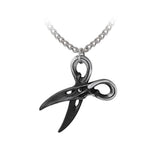 Blackened pewter scissors pendant on a chain
