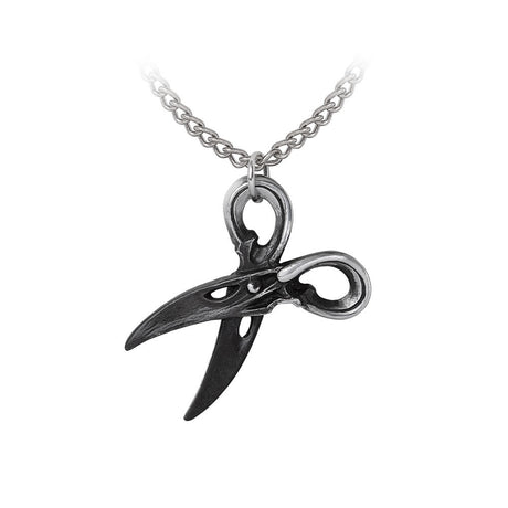 Blackened pewter scissors pendant on a chain