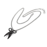 Blackened pewter scissors pendant on a chain